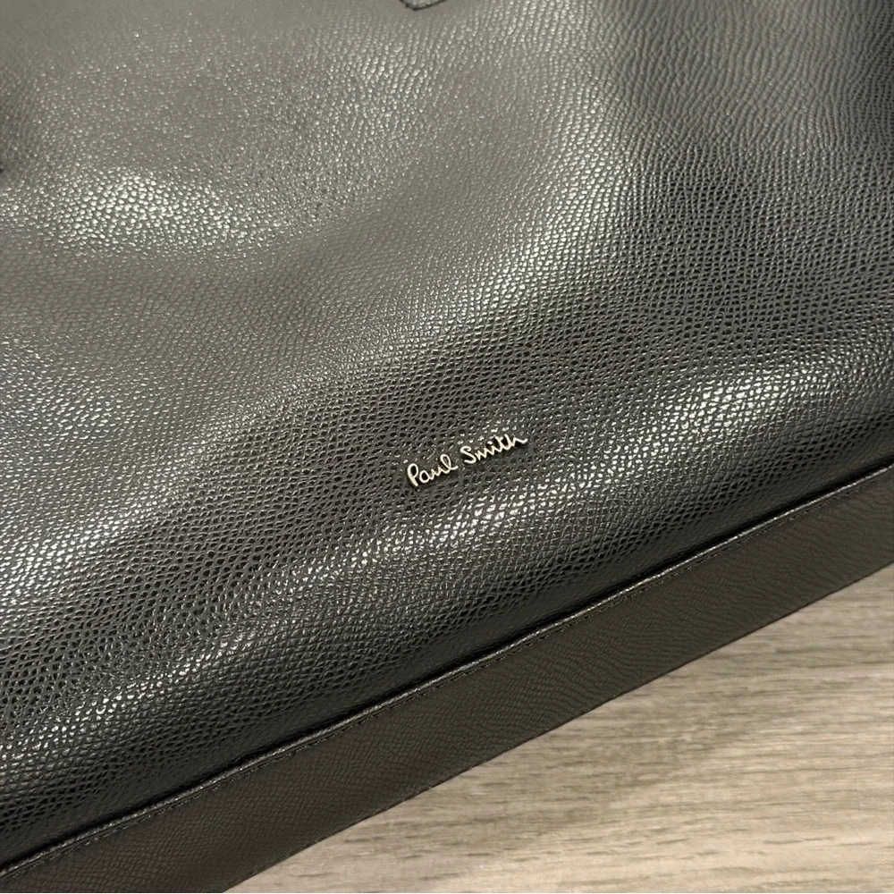 Paul Smith Black Pebbled Leather Slim Folio Briefcase Laptop Bag